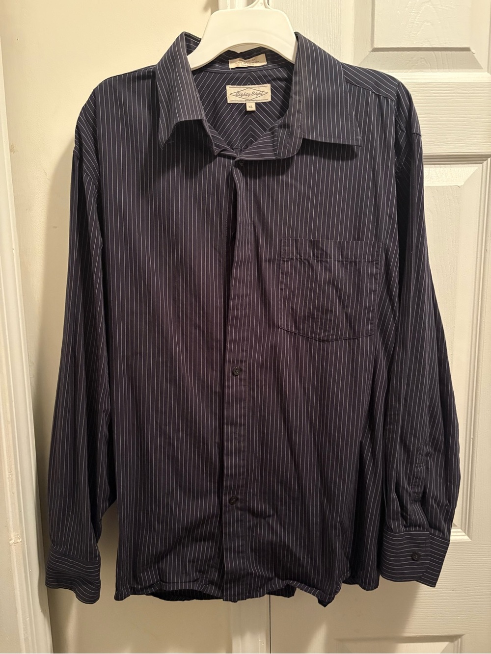 Eighty Eight Men’s XL Blue Pinstripes Cotton Long sleeve Button up shirt